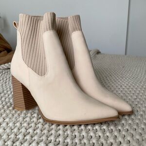 Cream Booties with a heel